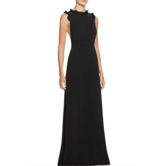 Jill Stuart Black Ruffle Crossback Maxi Dress Size 6 - Picture 1 of 11